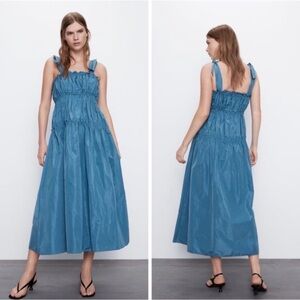 Zara Blue Sleeveless Dress with Tie Straps